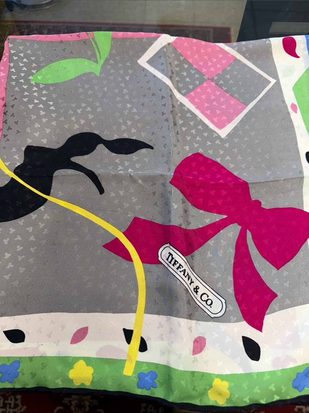 Tiffany & Co. Kids Scarf in Gray, Pink, GreenBlue and Yellow